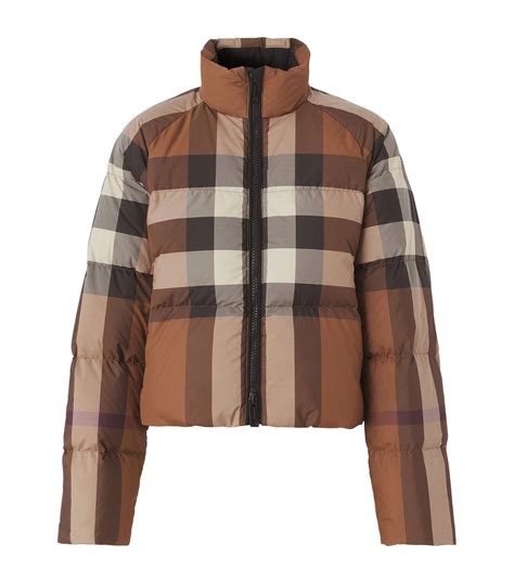 burberry puffer jacket women& 39|Burberry check cropped puffer jacket.